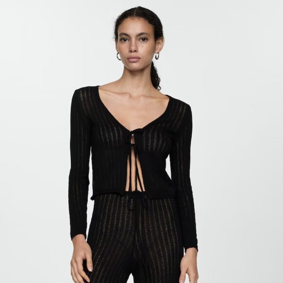 Mango Knitted Cardigan With Ties - Picture 2 of 6